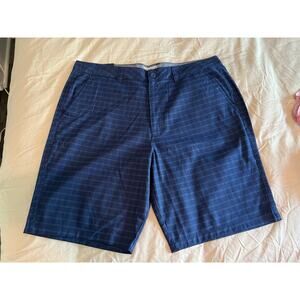 Hang Ten Shorts Mens 38 Chino Lightweight Stetch walk short blue plaid navy NWT